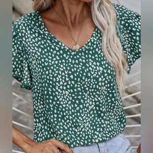 Green leopard print blouse